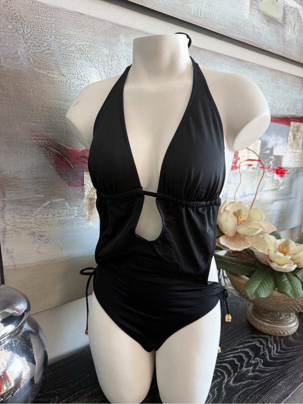 Express Black Halter One-Piece Swimsuit